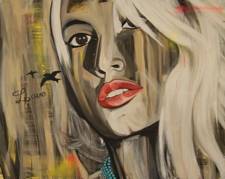 Painting titled ""Age of the Selfie…" by Mélissa Beaulieu, Original Artwork, Acrylic