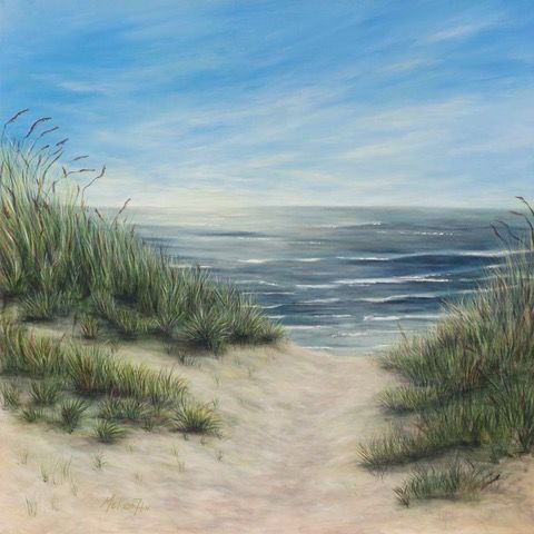 Painting titled "Seascape IV" by Melissa Hin, Original Artwork, Oil