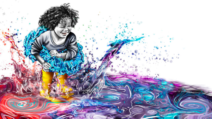Arts numériques intitulée "Jump Into Art" par Melissa Melissa Whitaker, Œuvre d'art originale, Peinture numérique