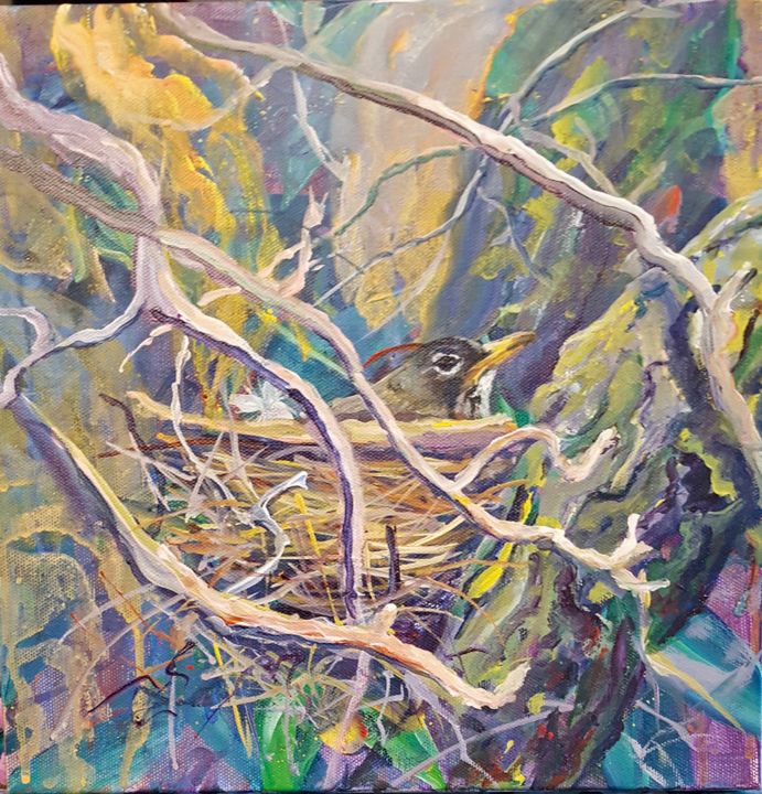 Pintura intitulada "Robin's Redoubt" por Melissa Pierson, Obras de arte originais, Acrílico