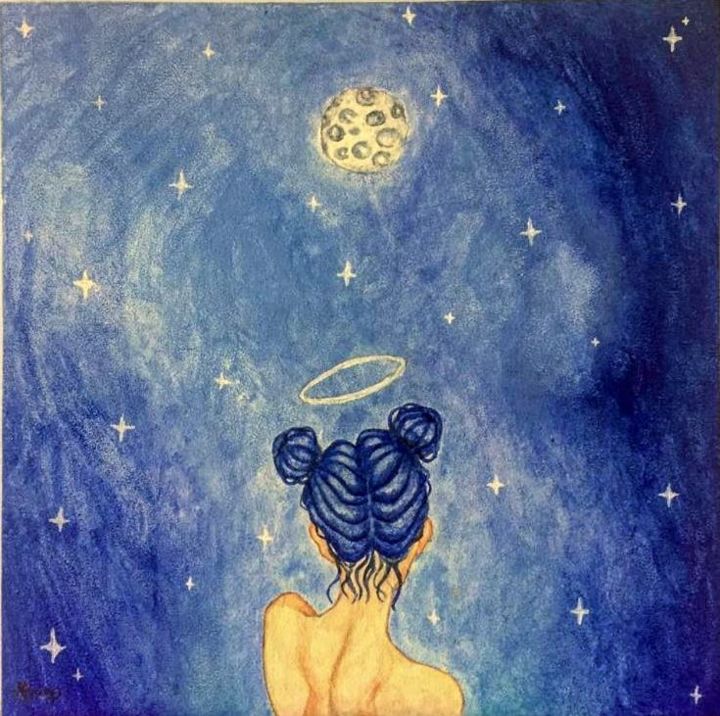 Painting titled "^Angel blue^" by Melissa Mihai, Original Artwork, Acrylic