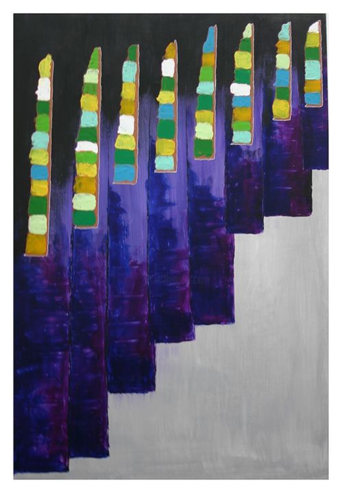 Painting titled "Totems" by Mélissian, Original Artwork, Acrylic
