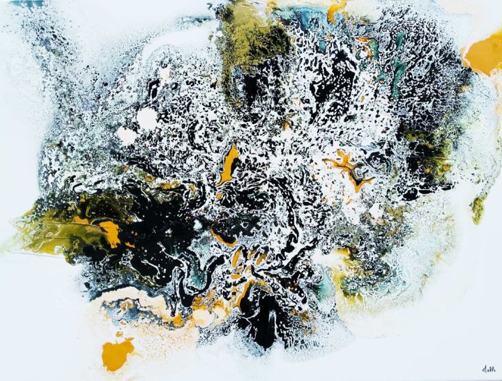 Pintura intitulada "Panthère des neiges" por Melle, Obras de arte originais, Óleo