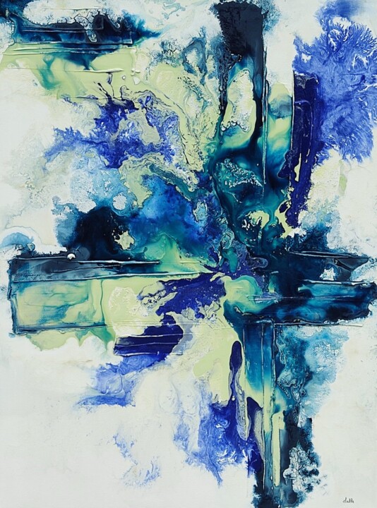 Картина под названием "BLUE LAGOON" - Melle, Подлинное произведение искусства, Масло