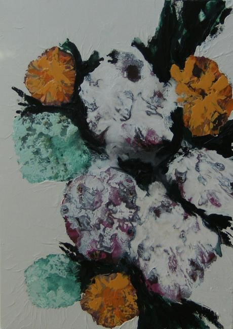 Painting titled "Composition florale" by Melle, Original Artwork, Oil