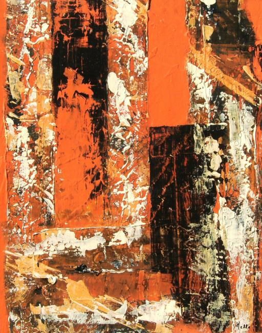 Pintura intitulada "Dentelle en orange…" por Melle, Obras de arte originais, Óleo