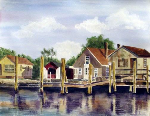 Painting titled "Fisherman's Wharf" by Marsha Elliott, Original Artwork