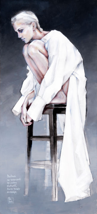 Painting titled "The Bird Girl" by Bruno Mellis, Original Art, Acrylic