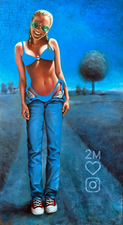 Painting titled "IG babe" by Bruno Mellis, Original Artwork, Oil