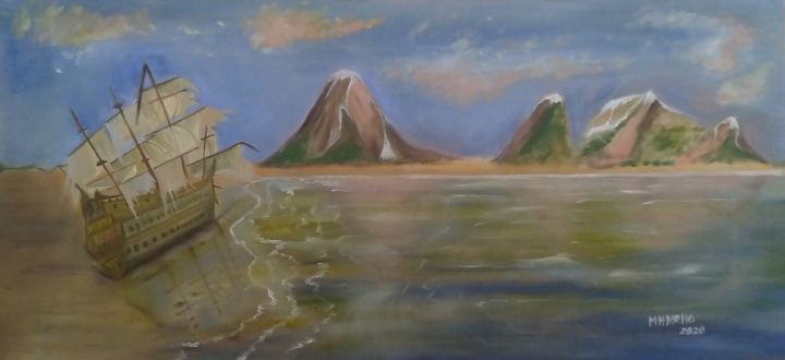 Peinture intitulée "Navio fantasma" par Marcos Henrique Mello, Œuvre d'art originale, Huile