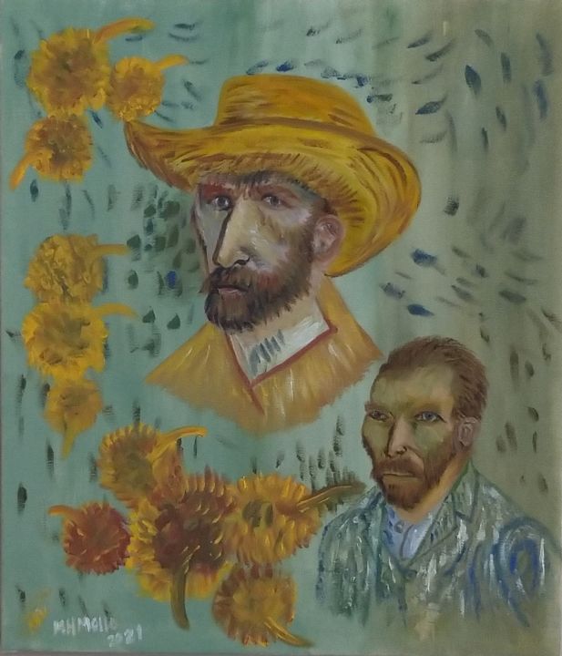 Painting titled "Van Gogh ( uma rele…" by Marcos Henrique Mello, Original Artwork, Oil