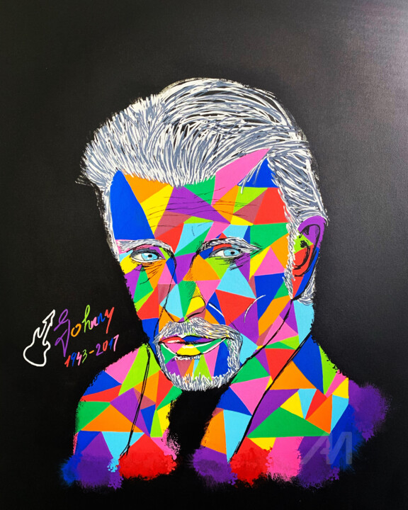 Schilderij getiteld "Pop Johnny" door Mélodesign, Origineel Kunstwerk, Acryl