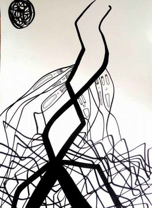 Zeichnungen mit dem Titel "Espíritu negro" von Amel Amel, Original-Kunstwerk, Marker