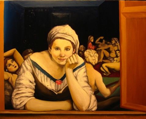 Painting titled "niña en la ventana" by Hermel Orozco, Original Artwork
