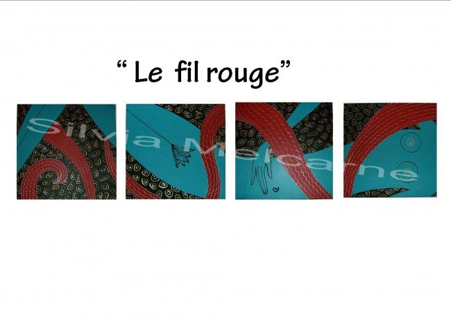 Malerei mit dem Titel ""Le fil rouge"" von Nenarias, Original-Kunstwerk