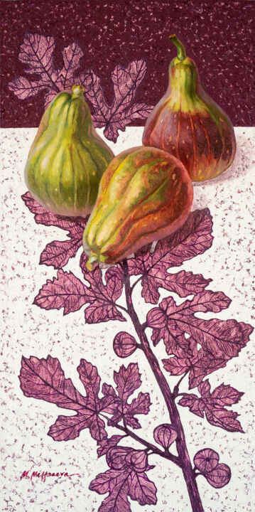 绘画 标题为“Still life Figs and…” 由Maria Meltsaeva, 原创艺术品, 油 安装在木质担架架上