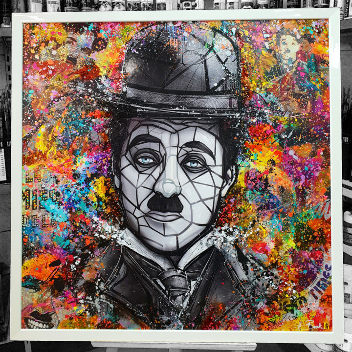 Peinture intitulée "Chaplin.jpg" par Melvyn Barros, Œuvre d'art originale,