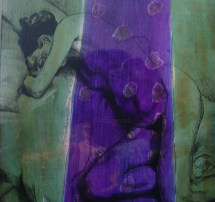 Painting titled "Nu" by Emília Matos, Original Artwork, Collages