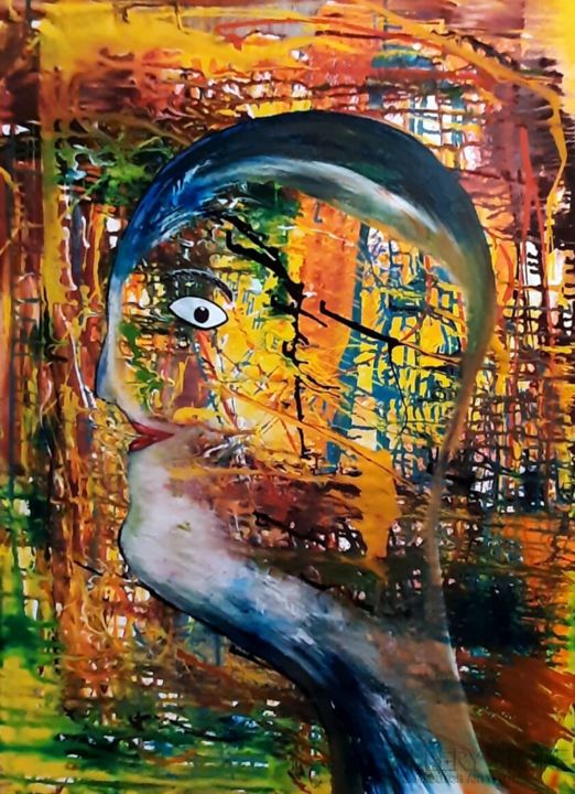Malarstwo zatytułowany „abstrakcyje mysli” autorstwa Michalczuk Przemyslaw, Oryginalna praca, Akryl Zamontowany na Drewniana…