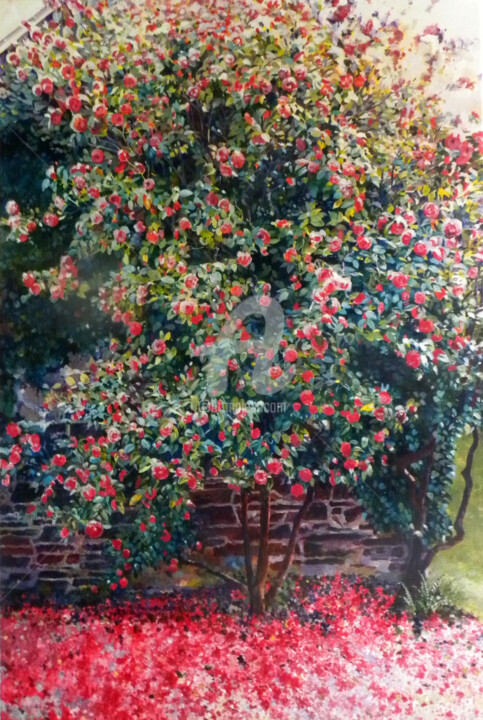 Painting titled "le camelia.jpg" by Memto, Original Artwork, Acrylic