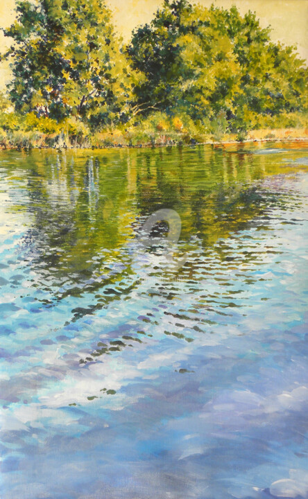 Peinture intitulée "rives-du-lac.jpg" par Memto, Œuvre d'art originale, Acrylique