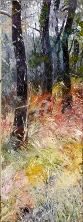 Painting titled "forêt en novembre.j…" by Memto, Original Artwork, Oil