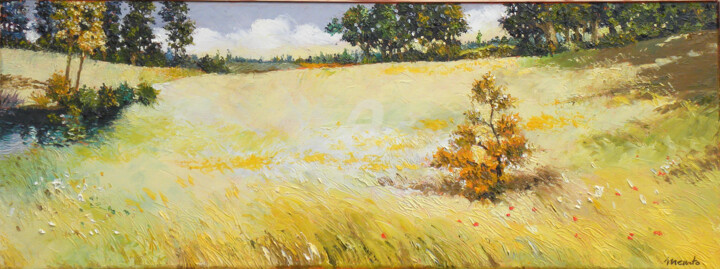 Painting titled "balade en jaune.jpg" by Memto, Original Artwork, Acrylic