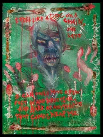 Painting titled "Zombie 1: Diamonds…" by Menace B., Original Artwork