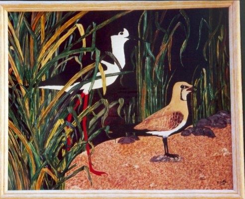 Painting titled "ECHASSE ET GLAREOLE" by Pascale Viple, Original Artwork