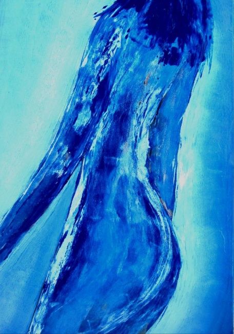 Ζωγραφική με τίτλο "Blue Cult" από Mendelart, Αυθεντικά έργα τέχνης, Λάδι