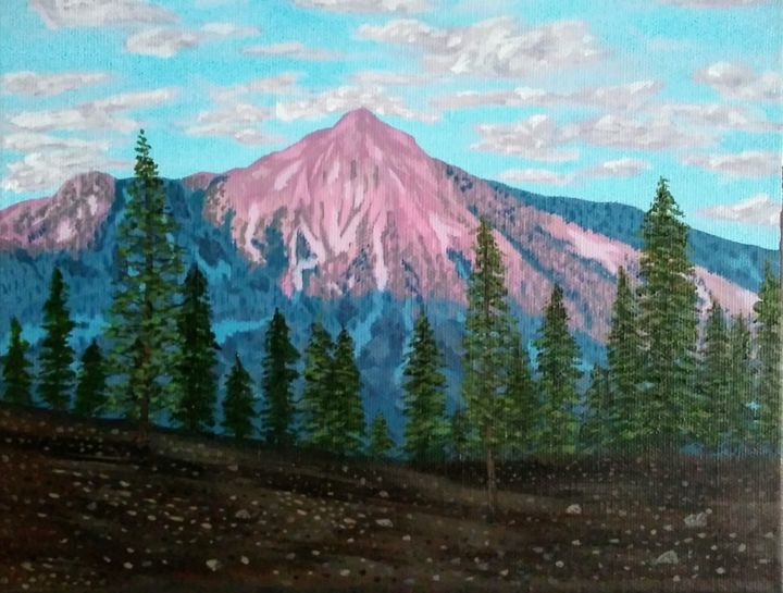 Painting titled "Parrot Peak" by Mendoza Fine Arts, Original Artwork, Acrylic