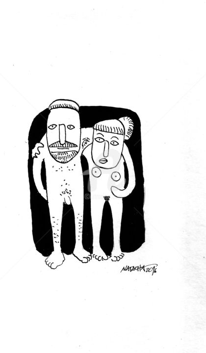 Dibujo titulada "adam-and-eve" por Meninapatchwork, Obra de arte original