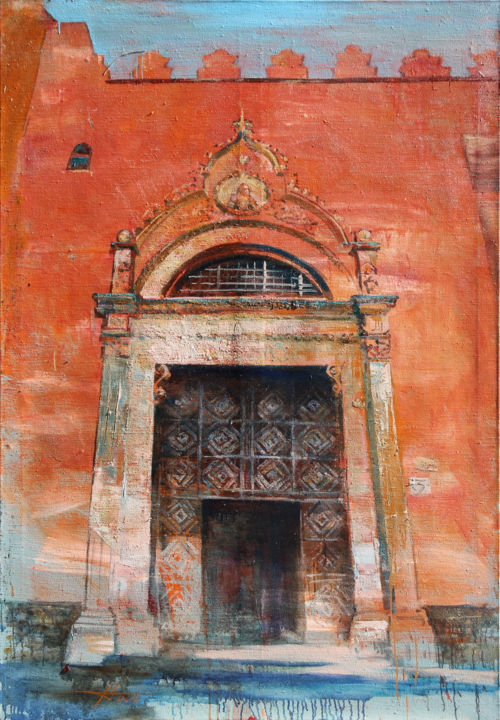 Pintura titulada "DOOR NUMBER THREE" por Anatoliy Menkiv, Obra de arte original, Oleo Montado en Bastidor de camilla de made…