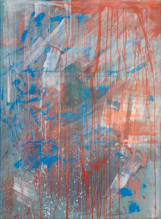 Картина под названием "Red energy flows" - Anatoliy Menkiv, Подлинное произведение искусства, Масло Установлен на Деревянная…
