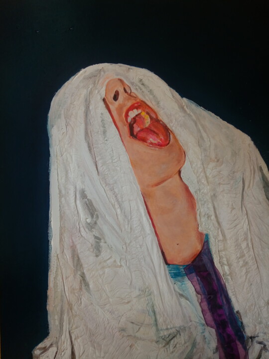 Pintura titulada "LINGUACCIA" por Mennato Tedesco, Obra de arte original, Oleo Montado en Bastidor de camilla de madera