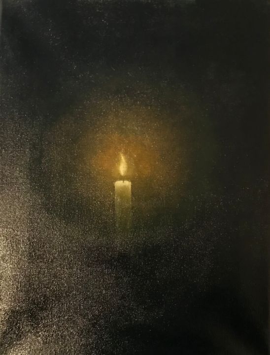 Painting titled "Candle" by Meomer, Original Artwork, Oil