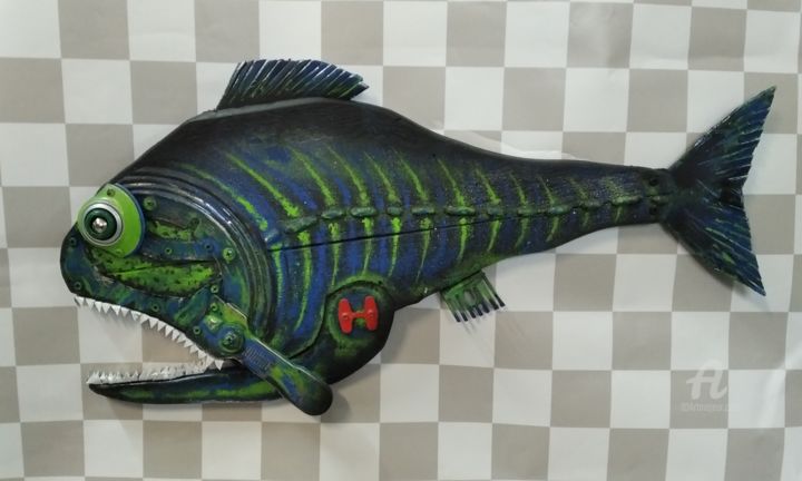 Sculpture intitulée "Fish № 23" par Haka, Œuvre d'art originale, Bois