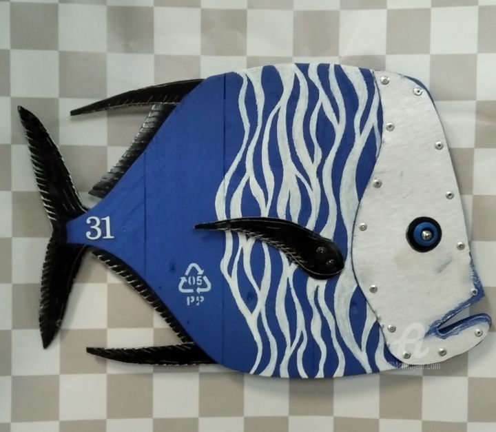 Sculpture intitulée "Fish №31" par Haka, Œuvre d'art originale, Bois