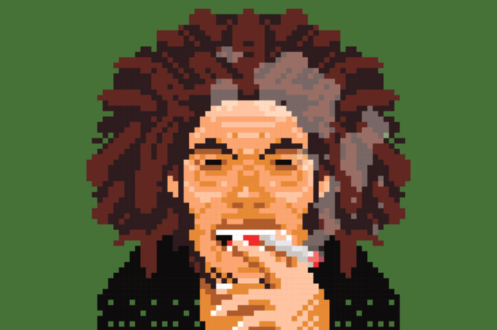 Digital Arts titled "Bob Marley Pixel Art" by Merdu Beludru, Original Artwork, 2D Digital Work