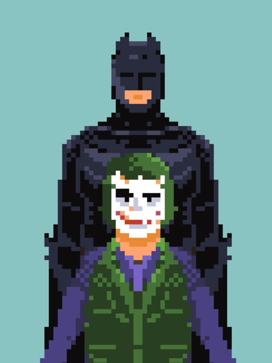 Digital Arts titled "Batman & Joker Pixe…" by Merdu Beludru, Original Artwork, 2D Digital Work