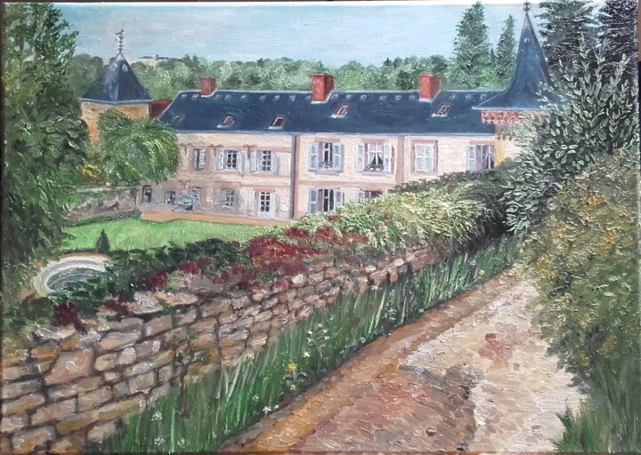 Peinture intitulée "Château de Corcelot…" par Sylvia Leroy, Œuvre d'art originale, Huile
