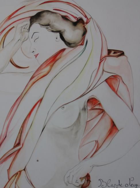Peinture intitulée "Blanche Neige" par Meriame Mezgueldi, Œuvre d'art originale,