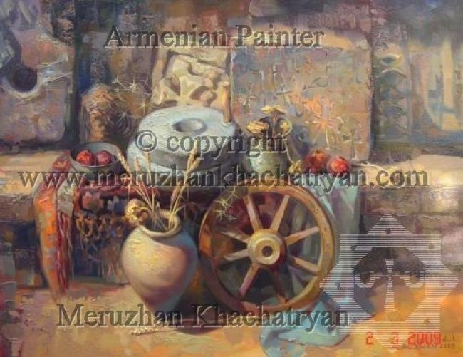 Картина под названием "The Armenian stones…" - Meruzhan Khachatryan, Подлинное произведение искусства, Масло