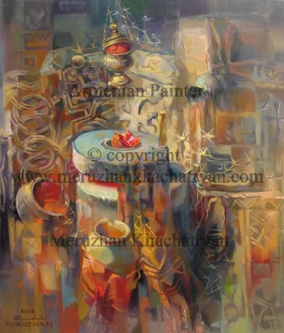 Картина под названием "The Armenian spirit…" - Meruzhan Khachatryan, Подлинное произведение искусства, Масло