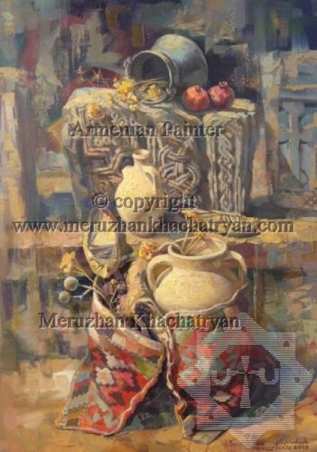 Картина под названием "The Armenian masters" - Meruzhan Khachatryan, Подлинное произведение искусства, Масло