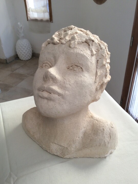 Sculpture titled "Visage" by Meryem, Original Artwork, Terra cotta
