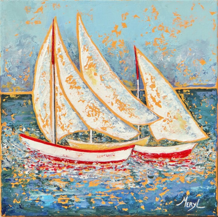 Painting titled "Toutes voiles dehors" by Meryl, Original Artwork, Acrylic