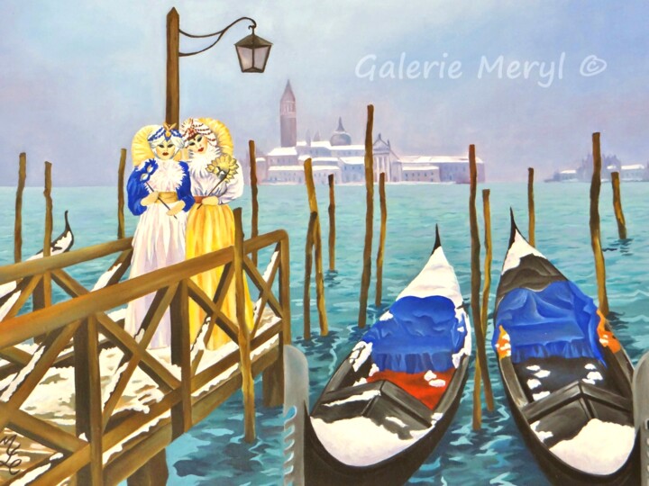 Painting titled "Carnaval de Venise…" by Meryl, Original Artwork, Oil