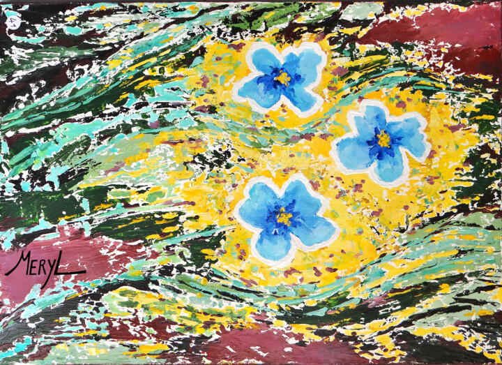 Painting titled "Danse florale" by Meryl, Original Artwork, Acrylic