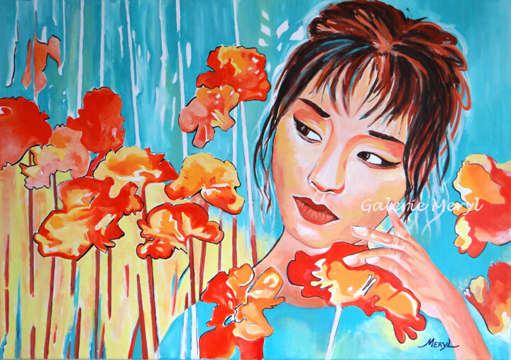 Painting titled "Kenja" by Meryl, Original Artwork, Acrylic